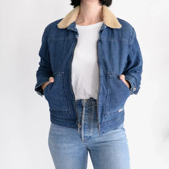 Vintage Levi's Dry Goods Trucker Winter Denim Jacket with Sherpa Lining Medium - Picture 2 of 14